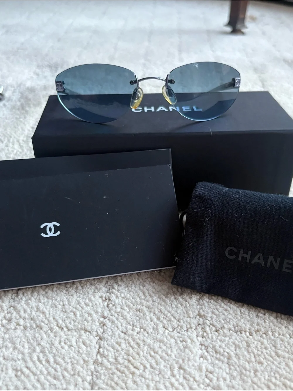 CHANEL Men’s Round Sunglasses - Black Frame with Blue Lenses